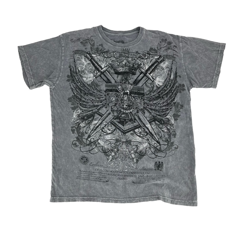 Fifth Sun Shirt Men XL Grey Y2K Affliction Cyber Goth Jesse Pinkman‎ AOP Sword